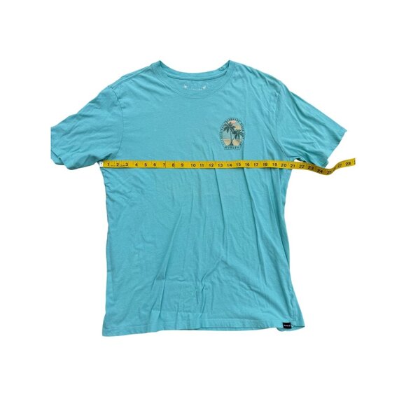 Hurley Mens Everyday Washed T-Shirt L 100% Cotton Turquoise Graphic Tee Palm Tre - Picture 5 of 6